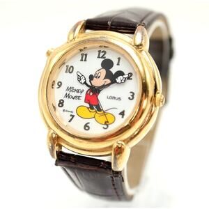 Vintage Lorus Mickey Mouse 36mm Talking Sound Watch Brown Leather w New Battery
